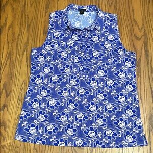 Ann Taylor Floral Blue Sleeveless Top